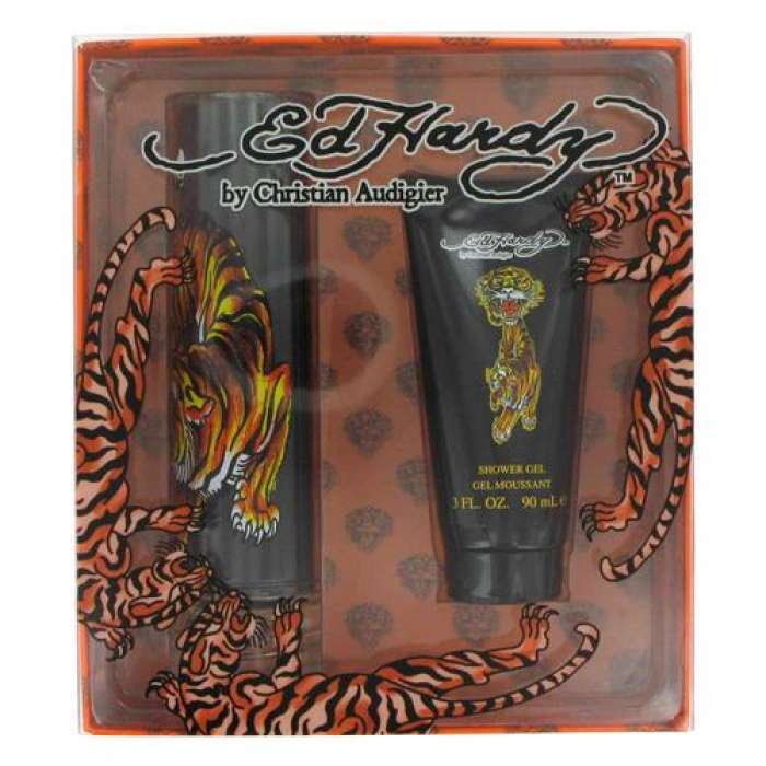 Gift Set Contains:  - Christian Audigier Ed Hardy 100ml EDT Spray Men - Christian Audigier Ed Hardy Shower Gel 90ml