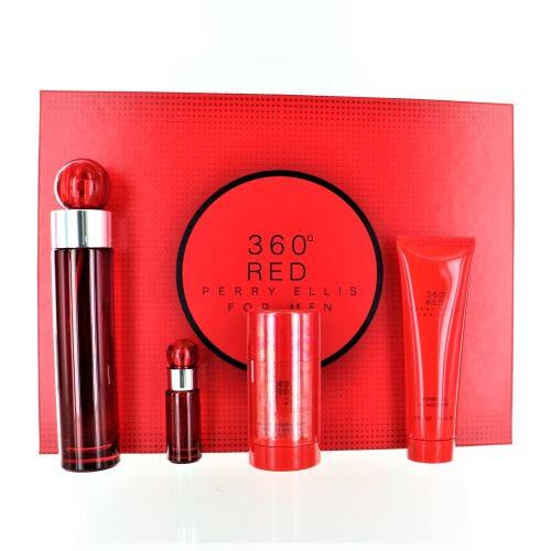 Perry Ellis 360 Red 4pcs Giftset 100ml EDT Spray Men